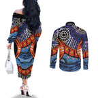 Australia Victoria State Couples Matching Off The Shoulder Long Sleeve Dress and Long Sleeve Button Shirt Peace and Prosperity