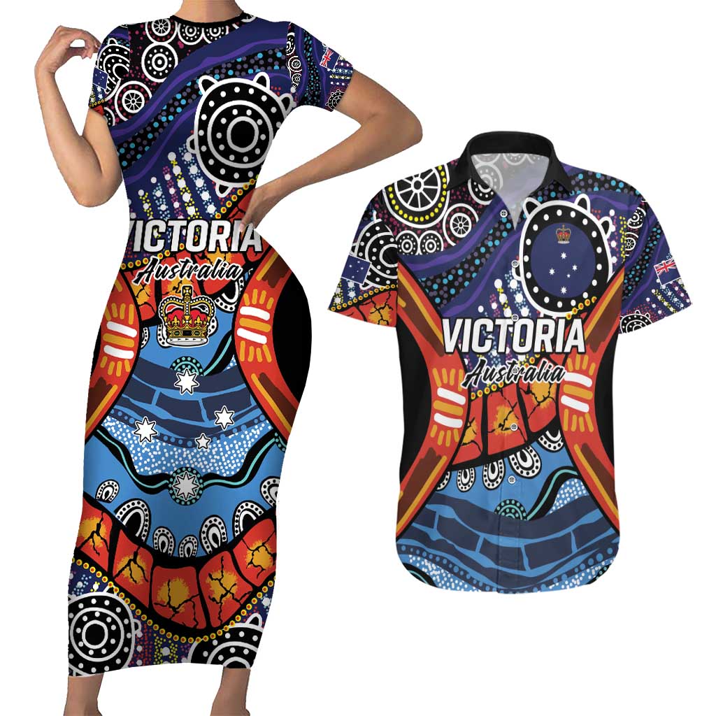Australia Victoria State Couples Matching Short Sleeve Bodycon Dress and Hawaiian Shirt Peace and Prosperity