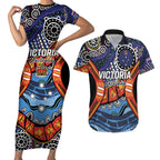 Australia Victoria State Couples Matching Short Sleeve Bodycon Dress and Hawaiian Shirt Peace and Prosperity
