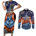 Australia Victoria State Couples Matching Short Sleeve Bodycon Dress and Long Sleeve Button Shirt Peace and Prosperity