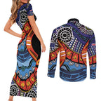 Australia Victoria State Couples Matching Short Sleeve Bodycon Dress and Long Sleeve Button Shirt Peace and Prosperity