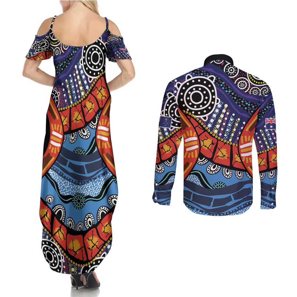 Australia Victoria State Couples Matching Summer Maxi Dress and Long Sleeve Button Shirt Peace and Prosperity