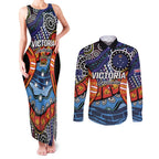 Australia Victoria State Couples Matching Tank Maxi Dress and Long Sleeve Button Shirt Peace and Prosperity