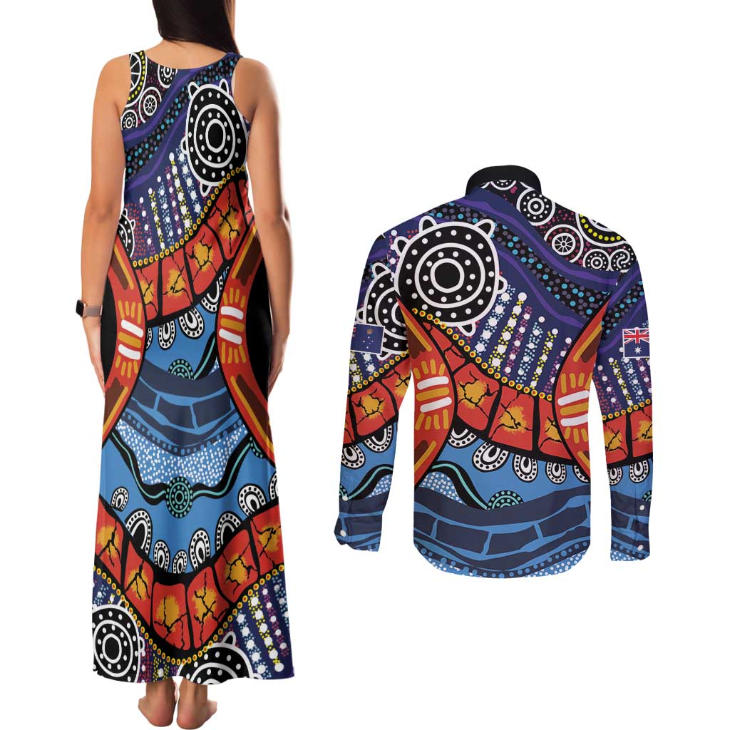 Australia Victoria State Couples Matching Tank Maxi Dress and Long Sleeve Button Shirt Peace and Prosperity