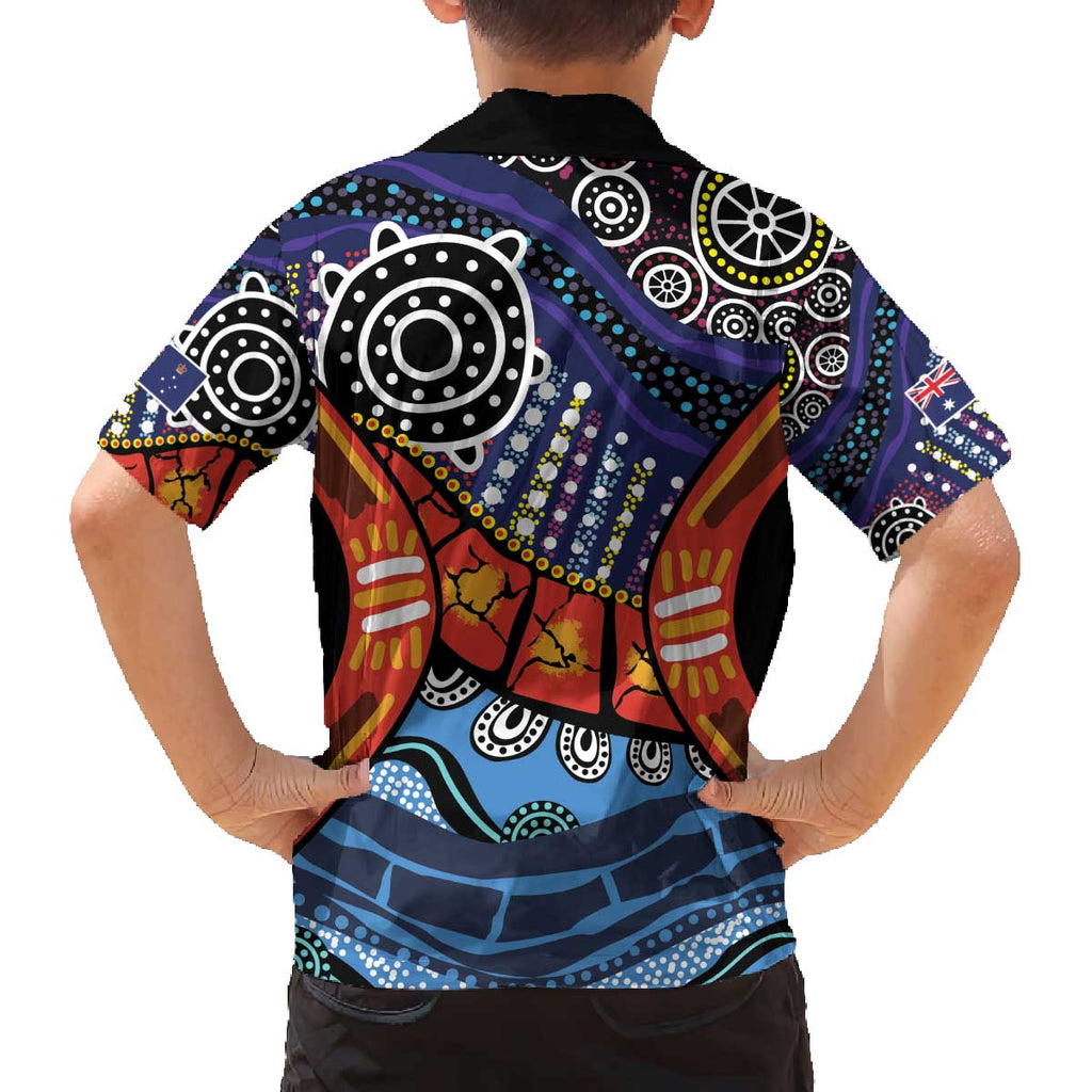 Australia Victoria State Family Matching Off The Shoulder Long Sleeve Dress and Hawaiian Shirt Peace and Prosperity