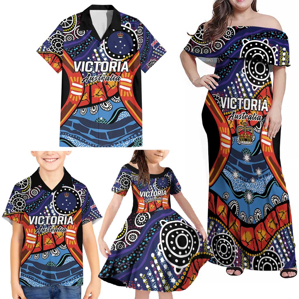 Australia Victoria State Family Matching Off Shoulder Maxi Dress and Hawaiian Shirt Peace and Prosperity
