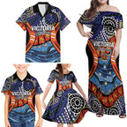 Australia Victoria State Family Matching Off Shoulder Maxi Dress and Hawaiian Shirt Peace and Prosperity