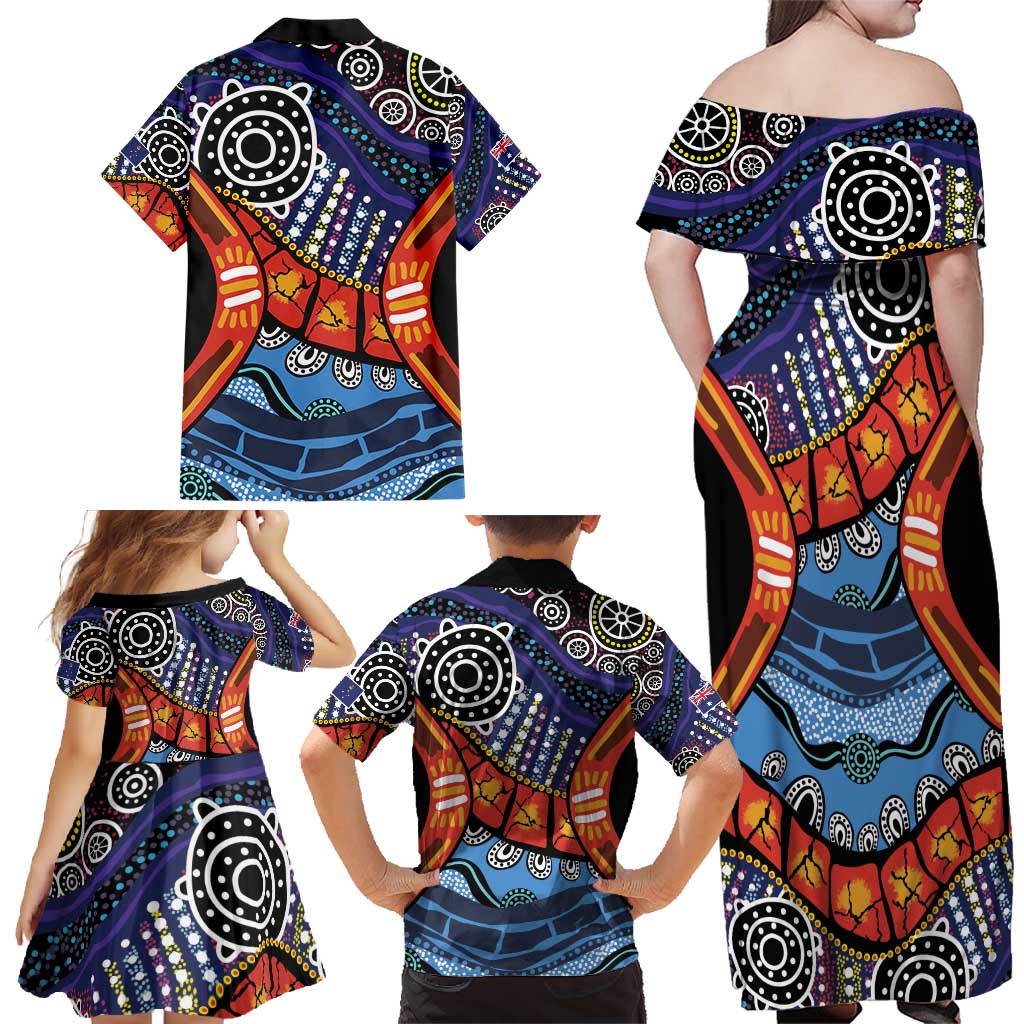 Australia Victoria State Family Matching Off Shoulder Maxi Dress and Hawaiian Shirt Peace and Prosperity