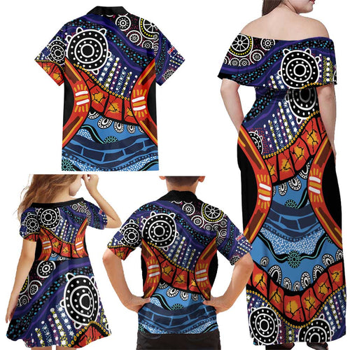 Australia Victoria State Family Matching Off Shoulder Maxi Dress and Hawaiian Shirt Peace and Prosperity