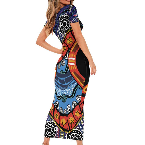 Australia Victoria State Family Matching Short Sleeve Bodycon Dress and Hawaiian Shirt Peace and Prosperity