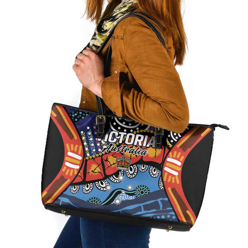 Australia Victoria State Leather Tote Bag Peace and Prosperity