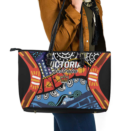 Australia Victoria State Leather Tote Bag Peace and Prosperity