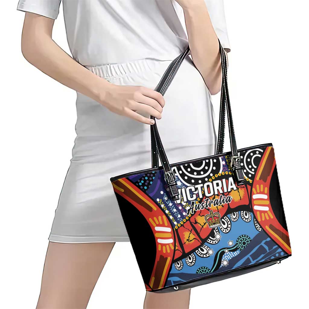 Australia Victoria State Leather Tote Bag Peace and Prosperity