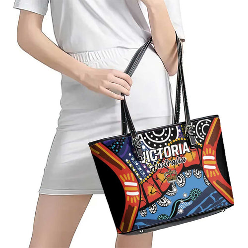 Australia Victoria State Leather Tote Bag Peace and Prosperity