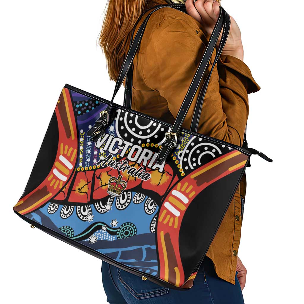 Australia Victoria State Leather Tote Bag Peace and Prosperity