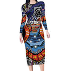 Australia Victoria State Long Sleeve Bodycon Dress Peace and Prosperity