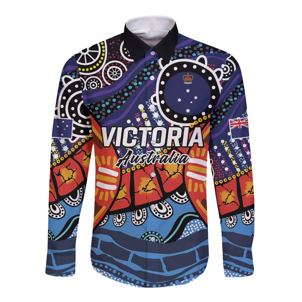 Australia Victoria State Long Sleeve Button Shirt Peace and Prosperity