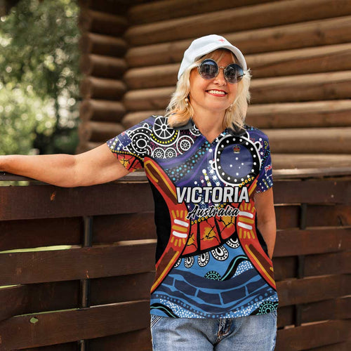 Australia Victoria State Women Polo Shirt Peace and Prosperity
