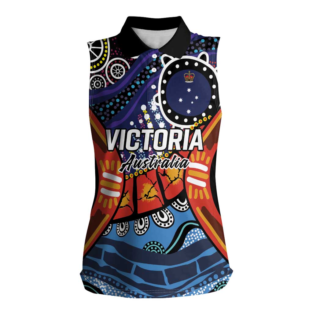 Australia Victoria State Women Sleeveless Polo Shirt Peace and Prosperity