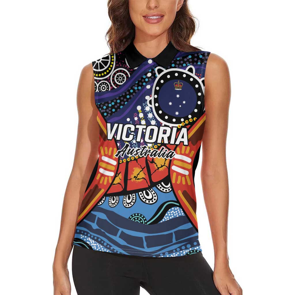 Australia Victoria State Women Sleeveless Polo Shirt Peace and Prosperity