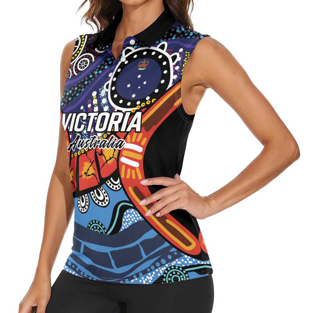 Australia Victoria State Women Sleeveless Polo Shirt Peace and Prosperity