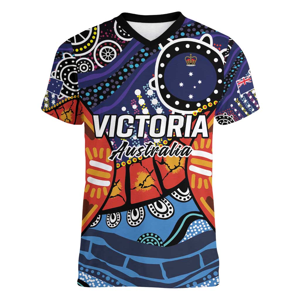 Australia Victoria State Women V-Neck T-Shirt Peace and Prosperity