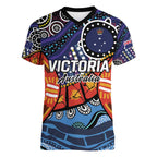 Australia Victoria State Women V-Neck T-Shirt Peace and Prosperity