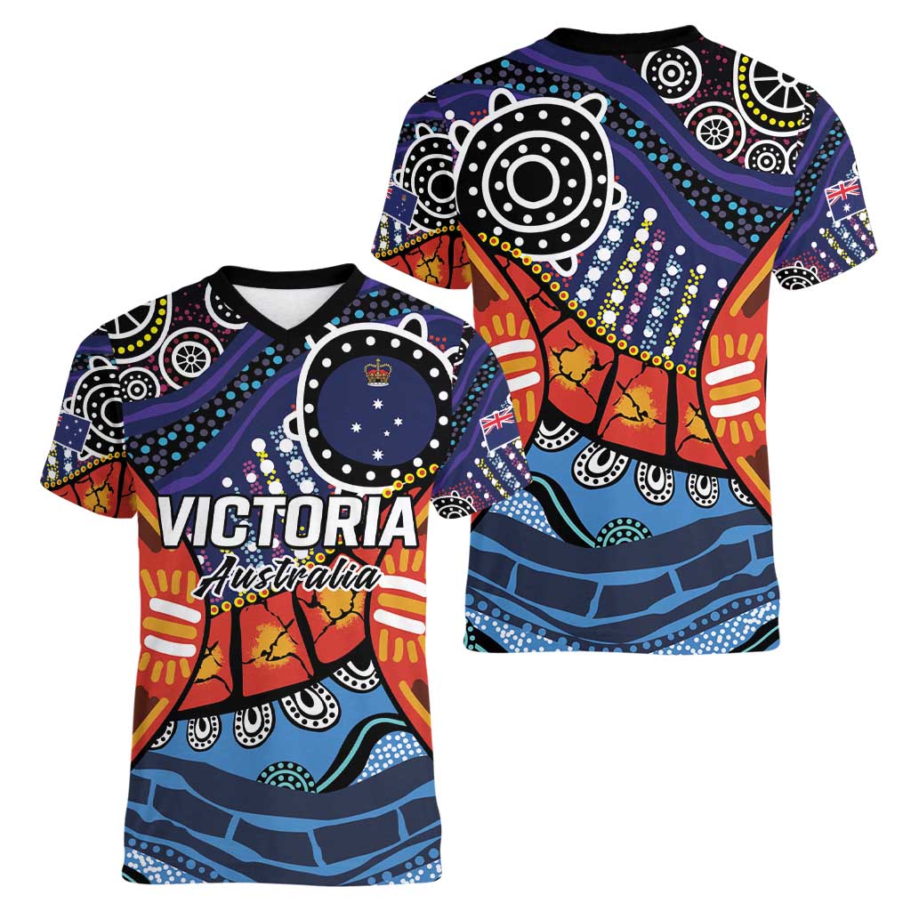 Australia Victoria State Women V-Neck T-Shirt Peace and Prosperity
