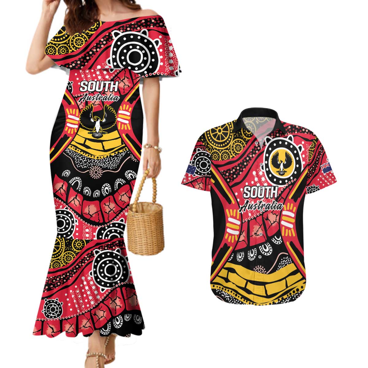 South Australia Festival State Wine State Couples Matching Mermaid Dress and Hawaiian Shirt
