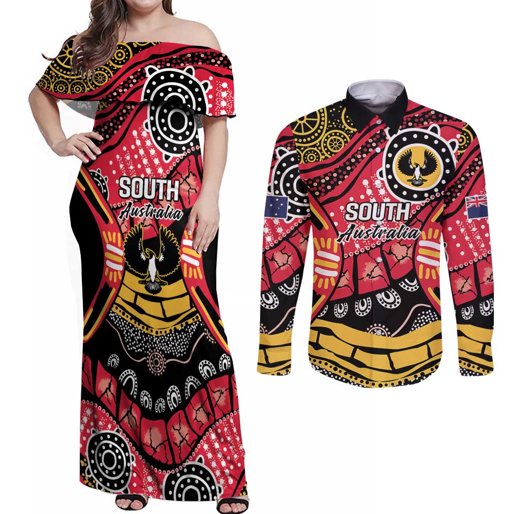South Australia Festival State Wine State Couples Matching Off Shoulder Maxi Dress and Long Sleeve Button Shirt