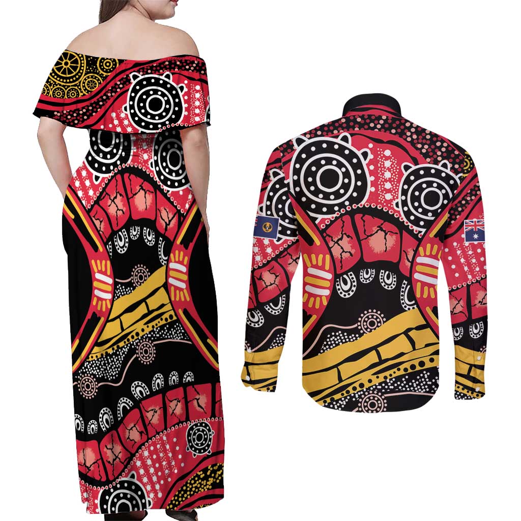 South Australia Festival State Wine State Couples Matching Off Shoulder Maxi Dress and Long Sleeve Button Shirt