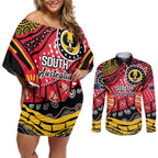 South Australia Festival State Wine State Couples Matching Off Shoulder Short Dress and Long Sleeve Button Shirt