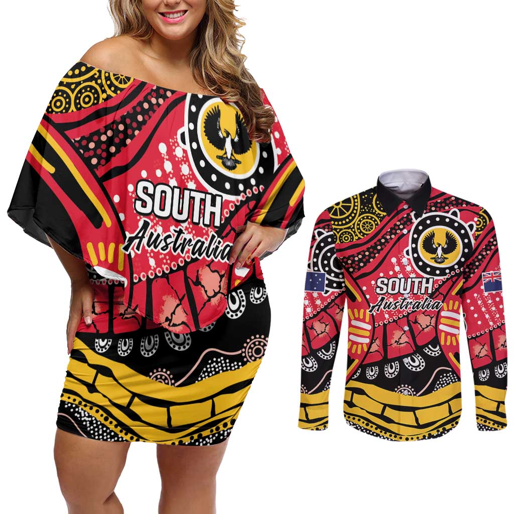 South Australia Festival State Wine State Couples Matching Off Shoulder Short Dress and Long Sleeve Button Shirt
