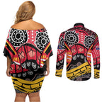 South Australia Festival State Wine State Couples Matching Off Shoulder Short Dress and Long Sleeve Button Shirt