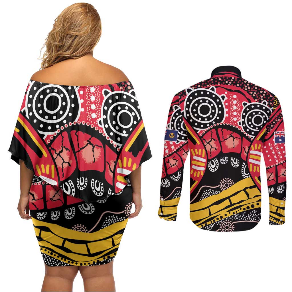 South Australia Festival State Wine State Couples Matching Off Shoulder Short Dress and Long Sleeve Button Shirt