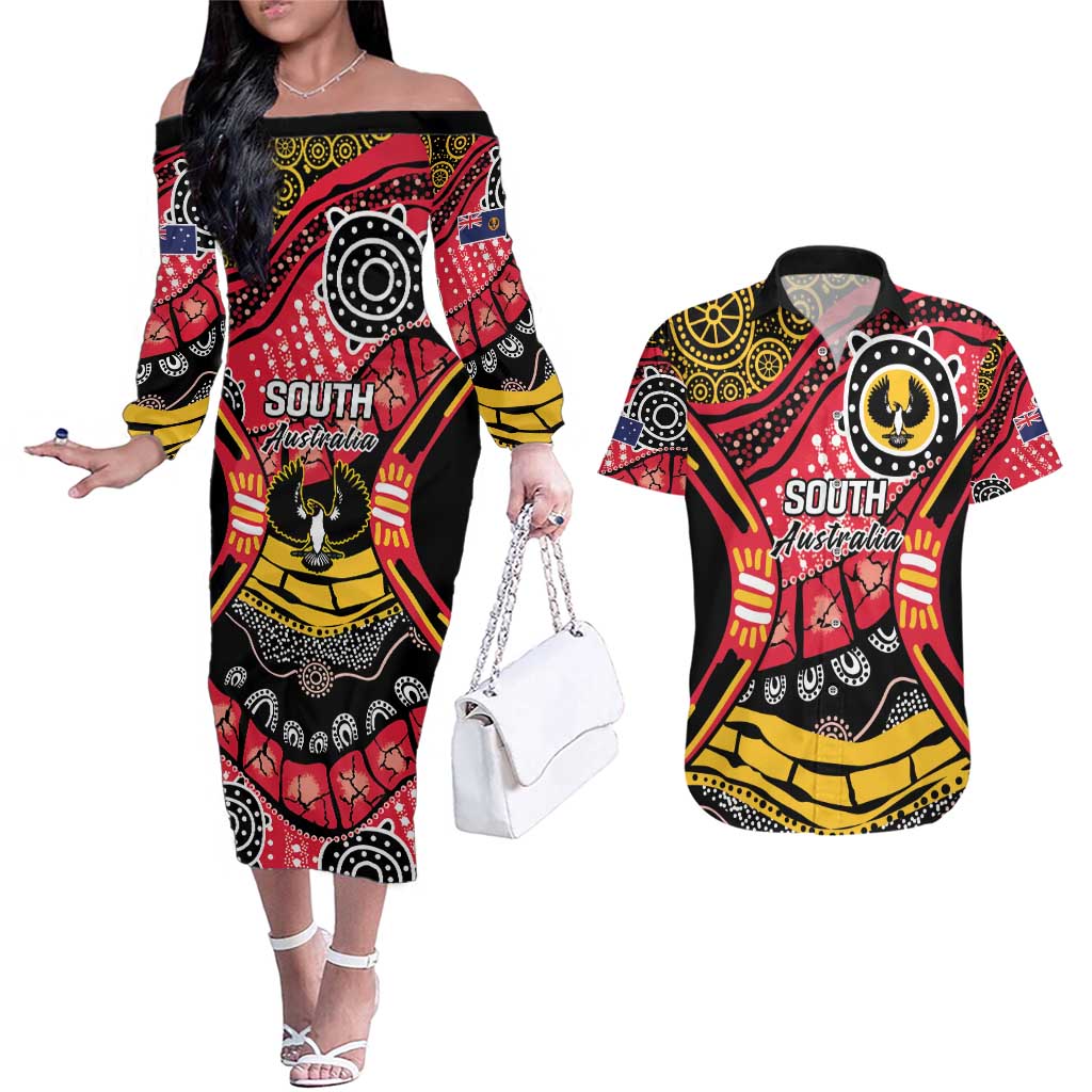South Australia Festival State Wine State Couples Matching Off The Shoulder Long Sleeve Dress and Hawaiian Shirt