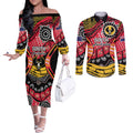 South Australia Festival State Wine State Couples Matching Off The Shoulder Long Sleeve Dress and Long Sleeve Button Shirt