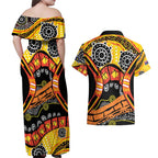 Western Australia Golden State Couples Matching Off Shoulder Maxi Dress and Hawaiian Shirt