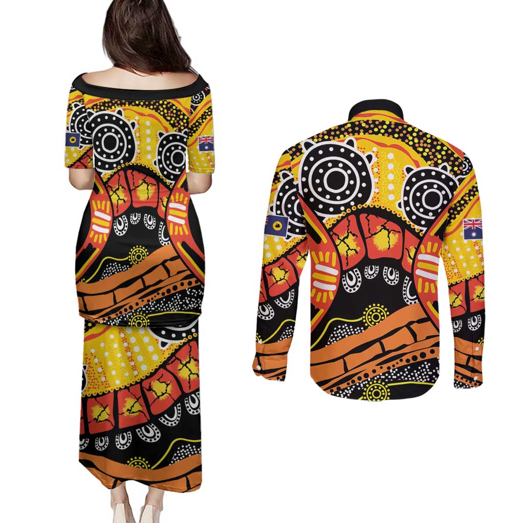 Western Australia Golden State Couples Matching Puletasi and Long Sleeve Button Shirt