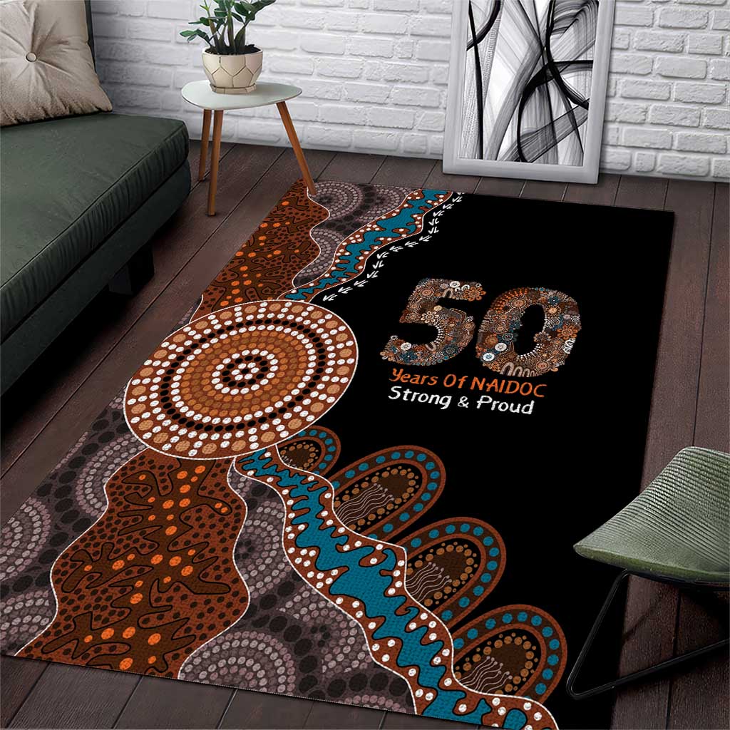 50 Years Of NAIDOC Area Rug Strong and Proud Aboriginal Dot Painting No1