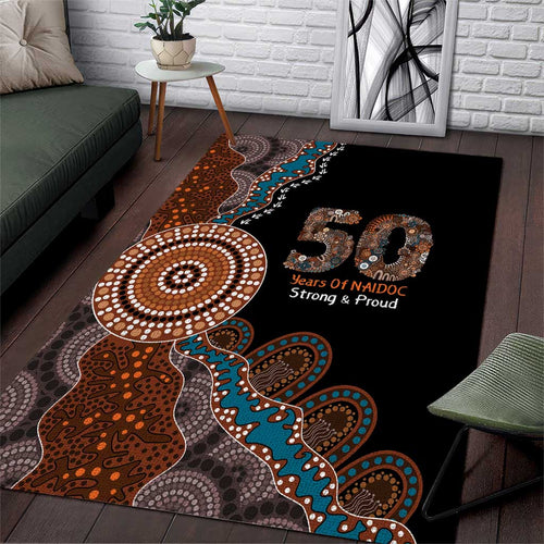 50 Years Of NAIDOC Area Rug Strong and Proud Aboriginal Dot Painting No1