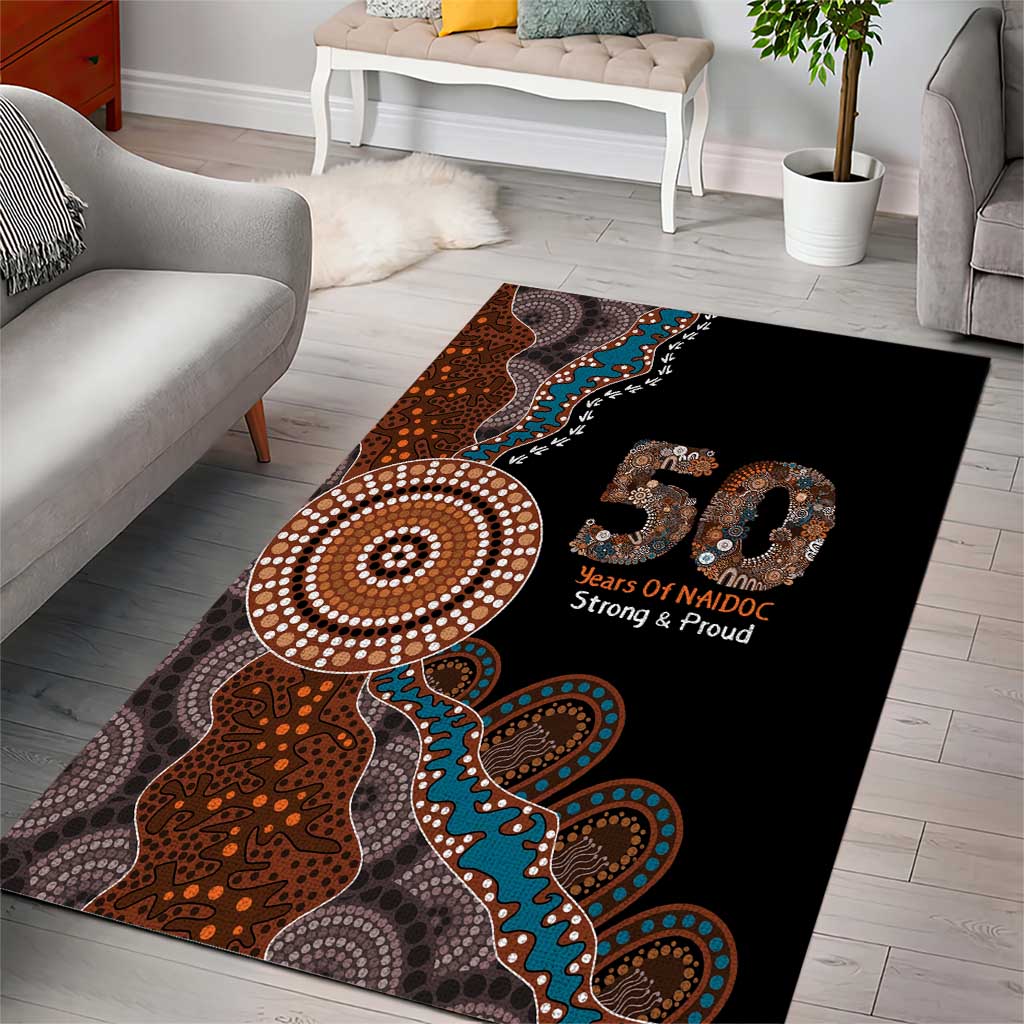50 Years Of NAIDOC Area Rug Strong and Proud Aboriginal Dot Painting No1