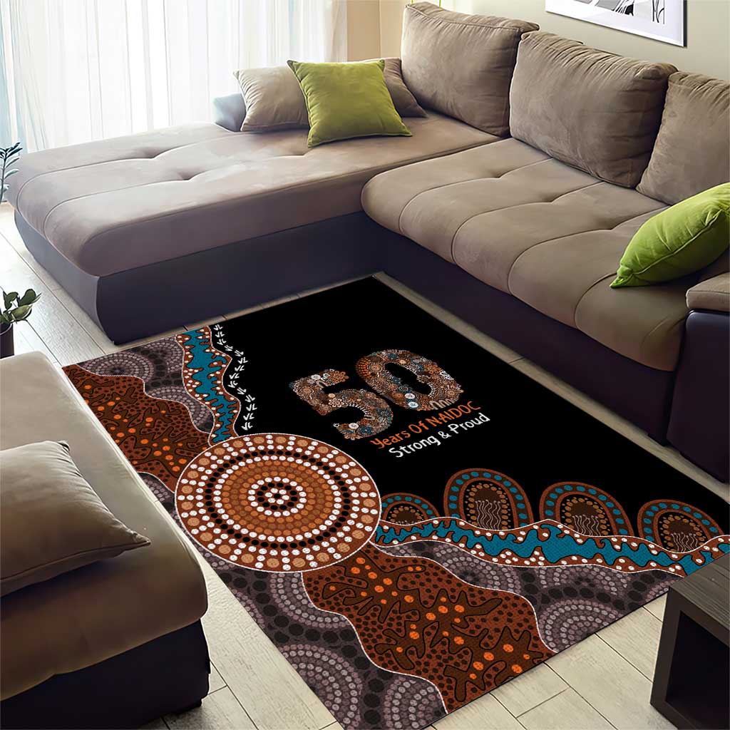 50 Years Of NAIDOC Area Rug Strong and Proud Aboriginal Dot Painting No1