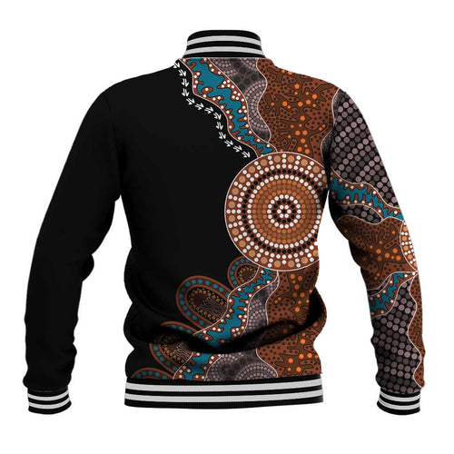 50 Years Of NAIDOC Baseball Jacket Strong and Proud Aboriginal Dot Painting No1