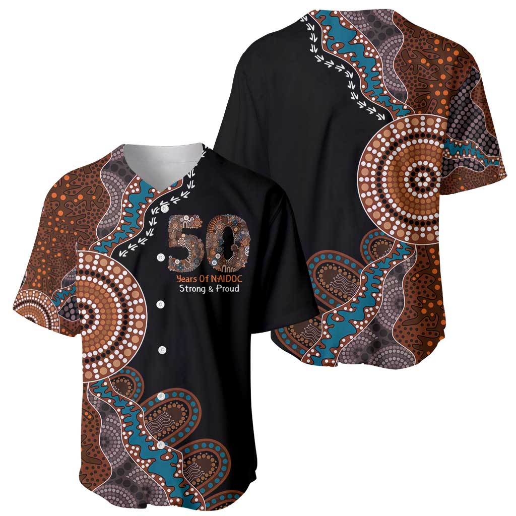 50 Years Of NAIDOC Baseball Jersey Strong and Proud Aboriginal Dot Painting No1