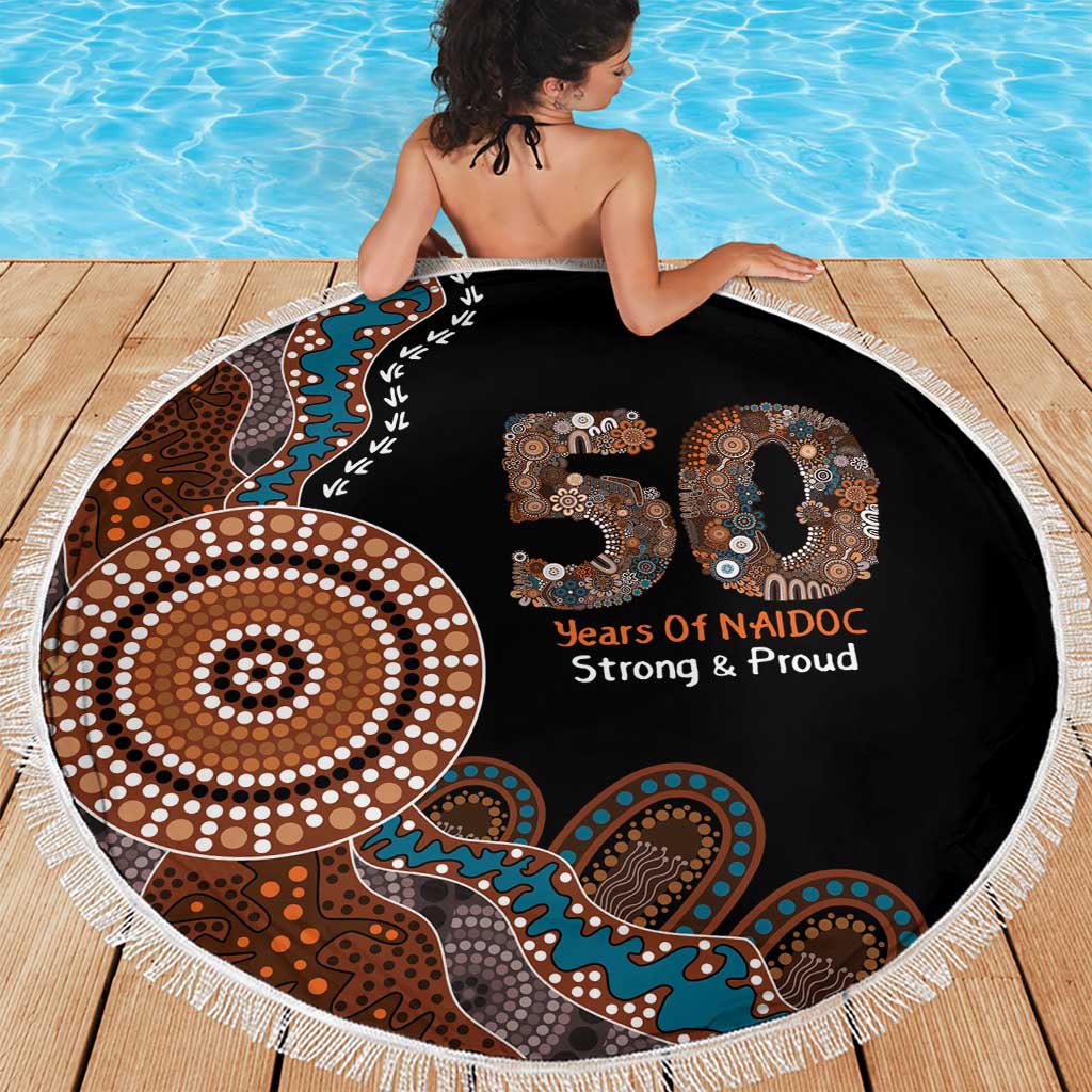 50 Years Of NAIDOC Beach Blanket Strong and Proud Aboriginal Dot Painting No1