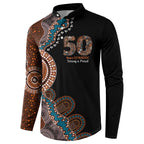 50 Years Of NAIDOC Button Sweatshirt Strong and Proud Aboriginal Dot Painting No1