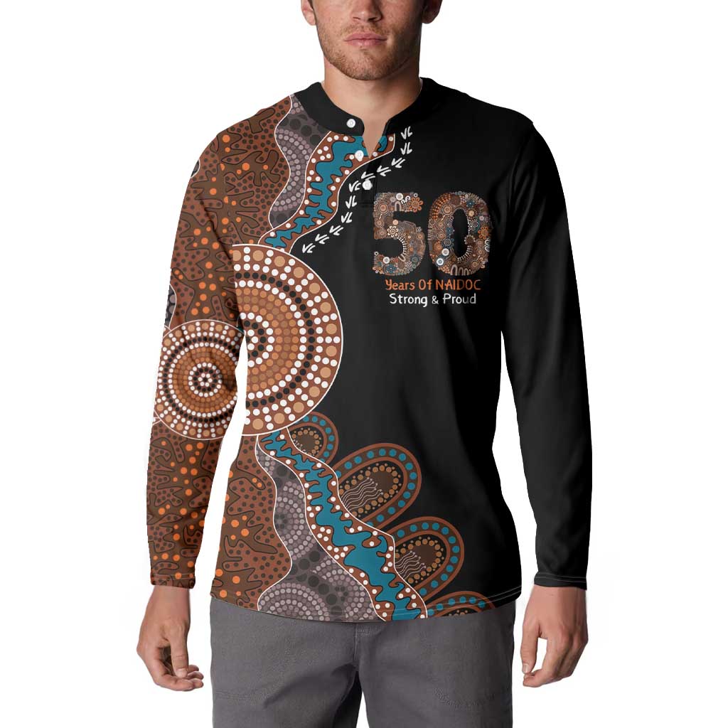 50 Years Of NAIDOC Button Sweatshirt Strong and Proud Aboriginal Dot Painting No1