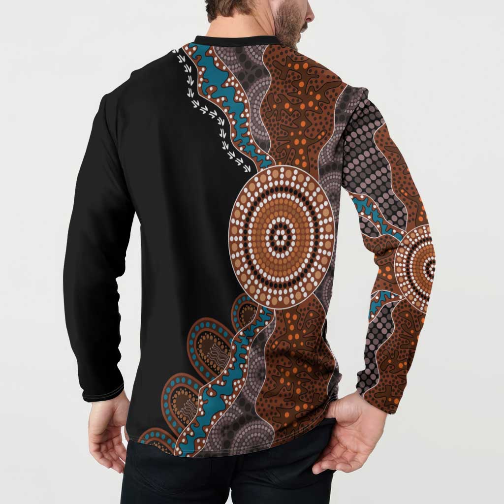 50 Years Of NAIDOC Button Sweatshirt Strong and Proud Aboriginal Dot Painting No1