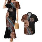 50 Years Of NAIDOC Couples Matching Mermaid Dress and Hawaiian Shirt Strong and Proud Aboriginal Dot Painting No1